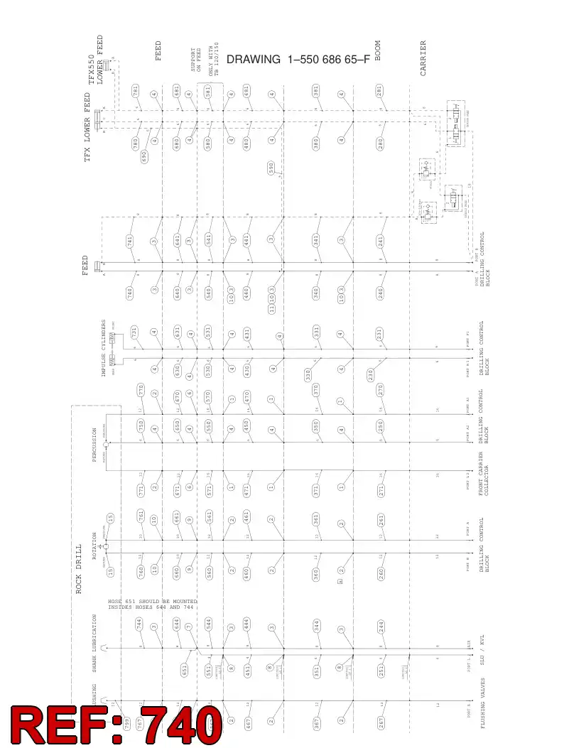 59093359 590 933 59 HYDRAULIC HOSE ASSEMBLY - Sandvik Technical Drawing
