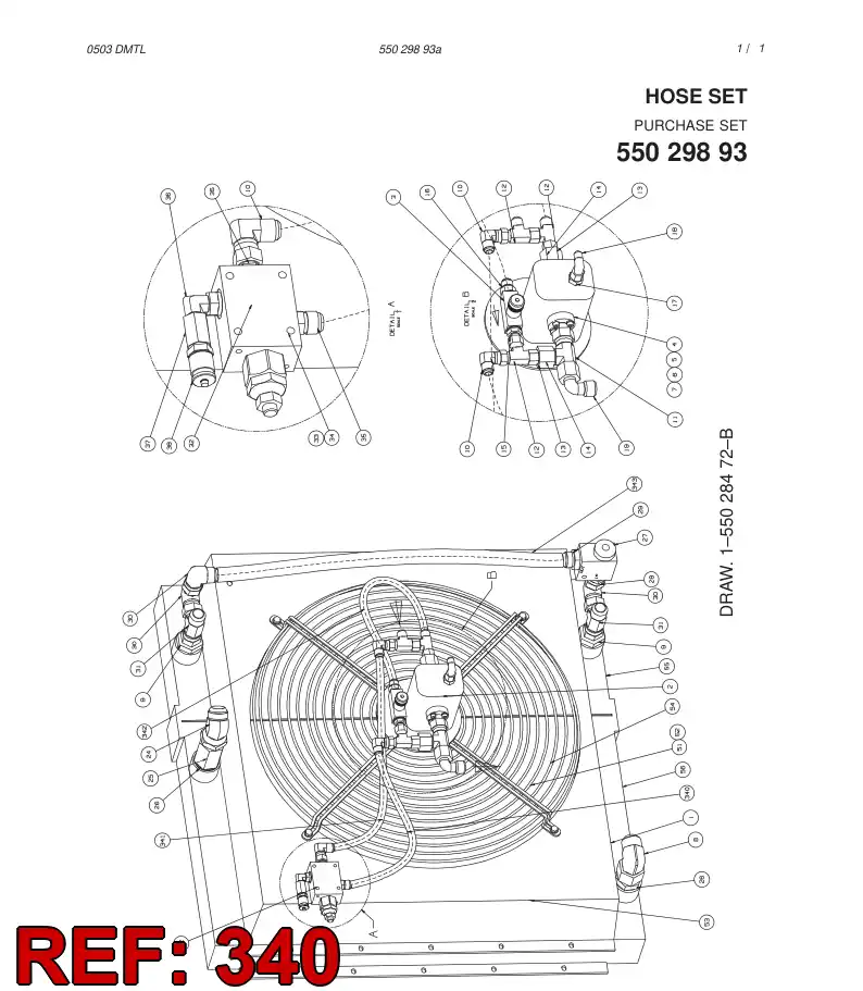 59099309 590 993 09 HYDRAULIC HOSE ASSEMBLY - Sandvik Technical Drawing