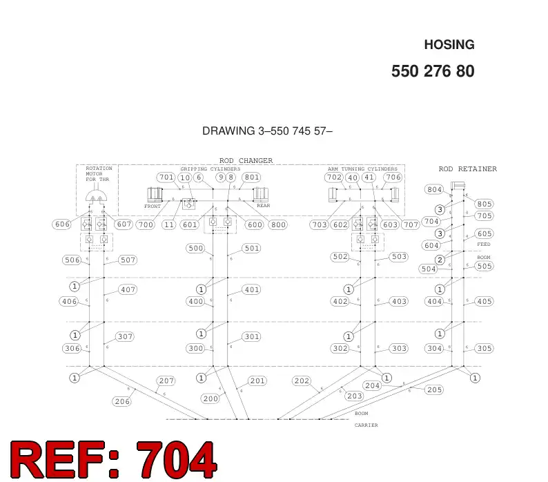 59106909 591 069 09 HYDRAULIC HOSE ASSEMBLY - Sandvik Technical Drawing