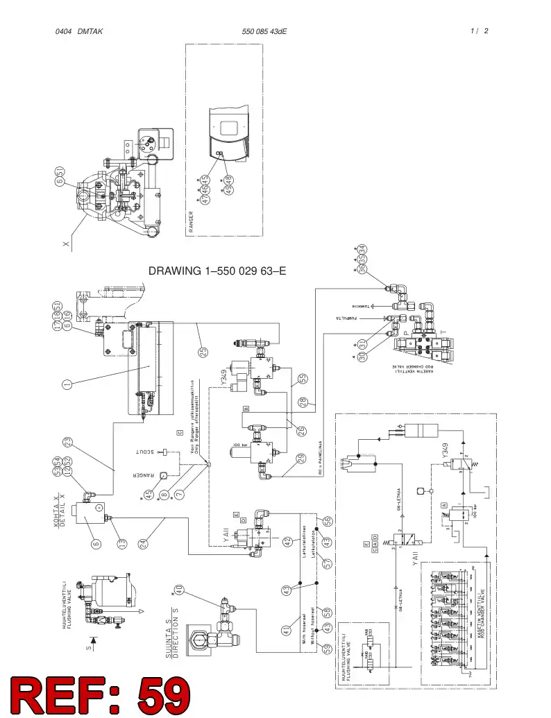 59111459 591 114 59 HOSE ASSY - Sandvik Technical Drawing