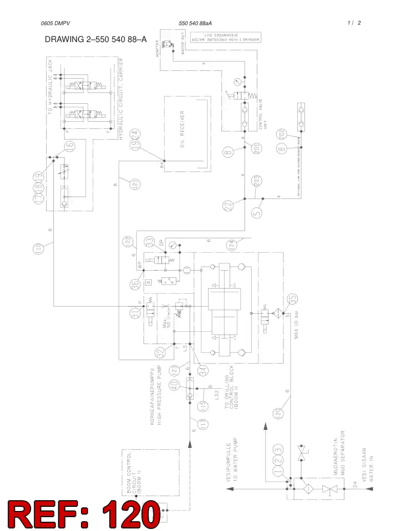 59134439 591 344 39 HYDRAULIC HOSE ASSEMBLY - Sandvik Technical Drawing