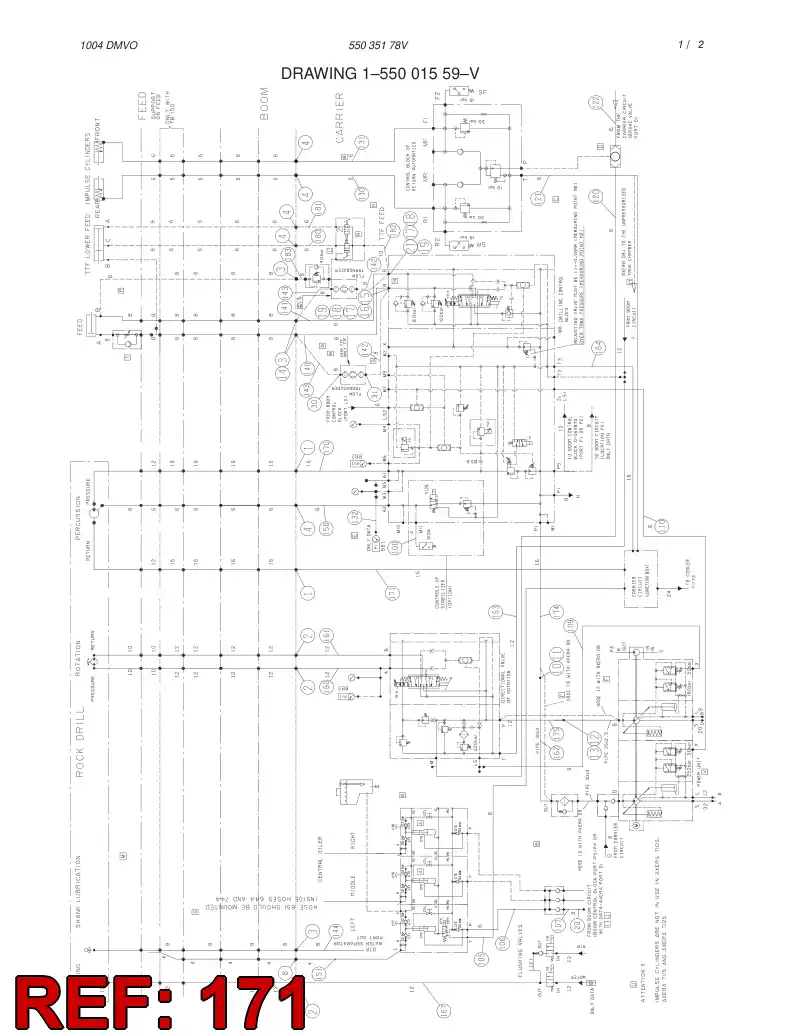 59163799 591 637 99 HYDRAULIC HOSE ASSEMBLY - Sandvik Technical Drawing