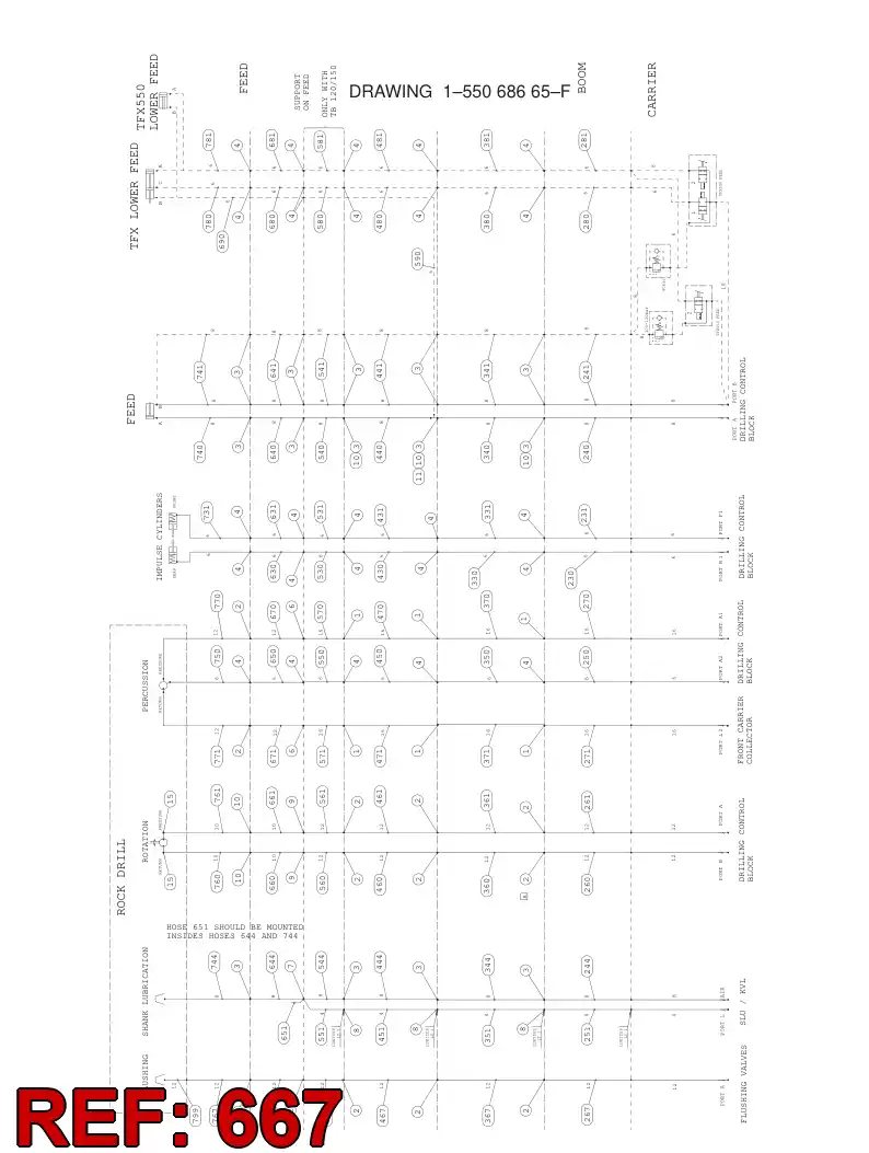 59168179 591 681 79 HYDRAULIC HOSE ASSEMBLY - Sandvik Technical Drawing