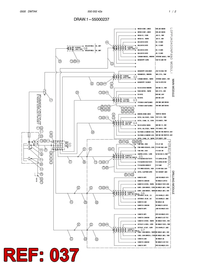 59180363 591 803 63 GREASING HOSE - Sandvik Technical Drawing
