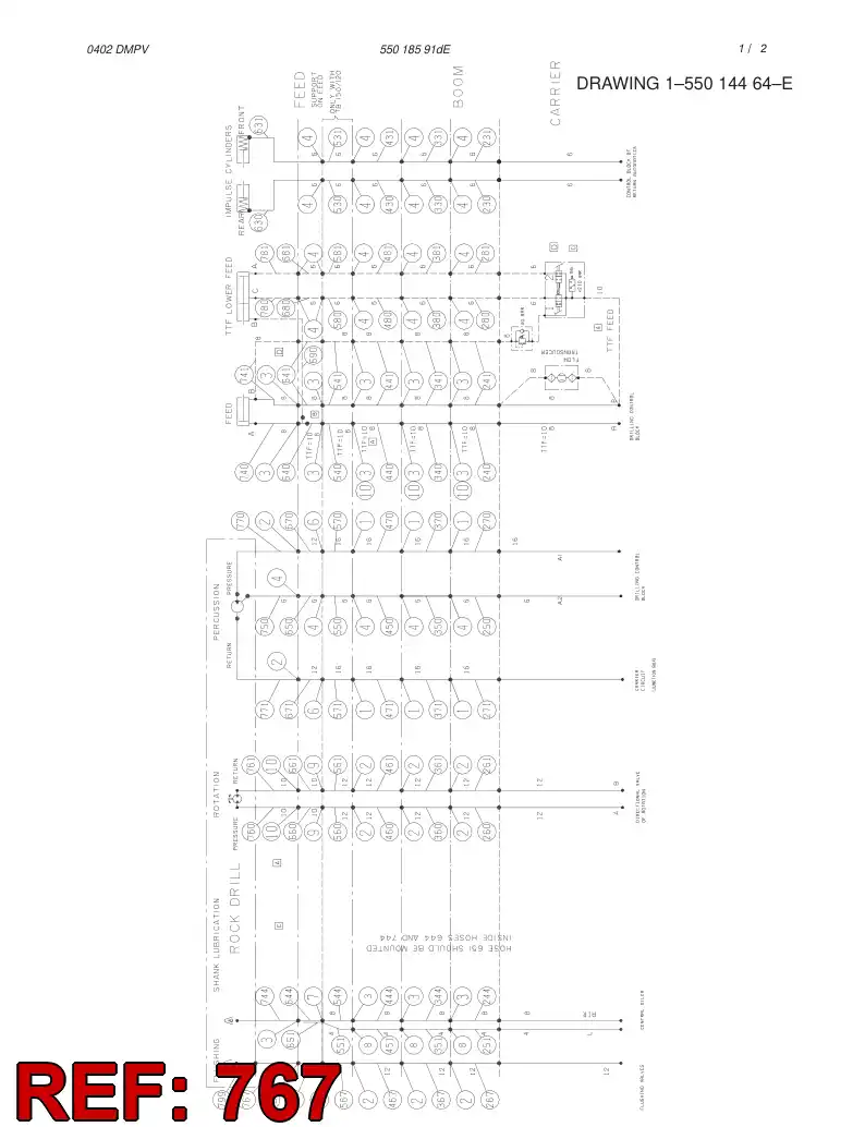 59181546 591 815 46 HYDR.HOSE ASSEMBLY - Sandvik Technical Drawing