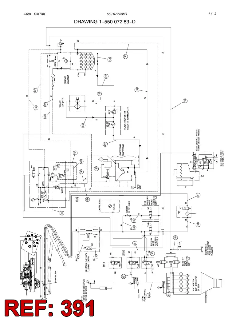 59181637 591 816 37 HYDRAULIC HOSE ASSEMBLY - Sandvik Technical Drawing