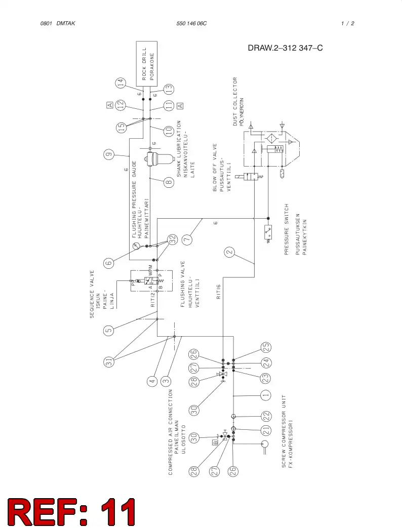 59182534 591 825 34 HOSE ASSY - Sandvik Technical Drawing