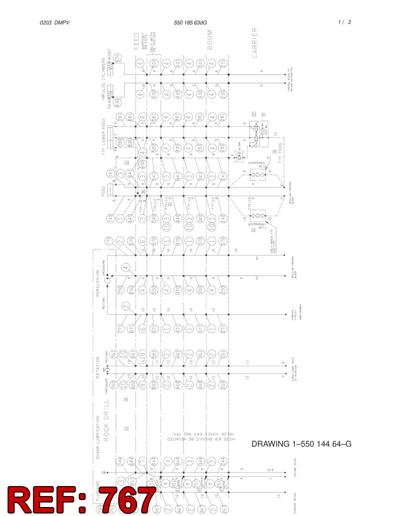59187305 591 873 05 HYDRAULIC HOSE ASSEMBLY - Sandvik Technical Drawing