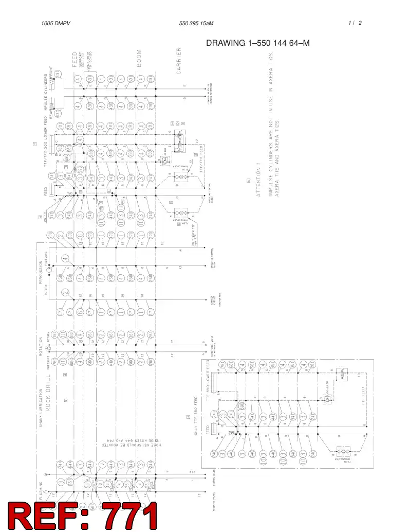 59190971 591 909 71 HYDRAULIC HOSE ASSEMBLY - Sandvik Technical Drawing