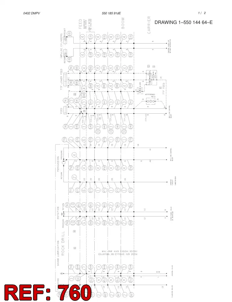 59190984 591 909 84 HYDRAULIC HOSE ASSEMBLY - Sandvik Technical Drawing