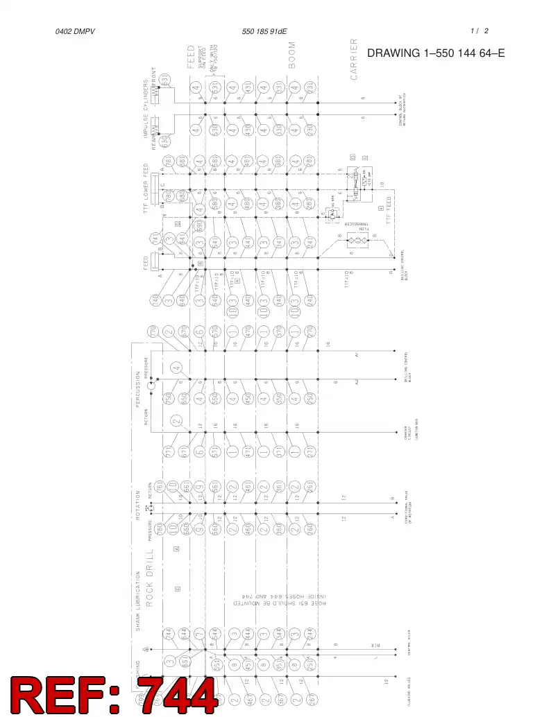 59190997 591 909 97 HOSE ASSY - Sandvik Technical Drawing