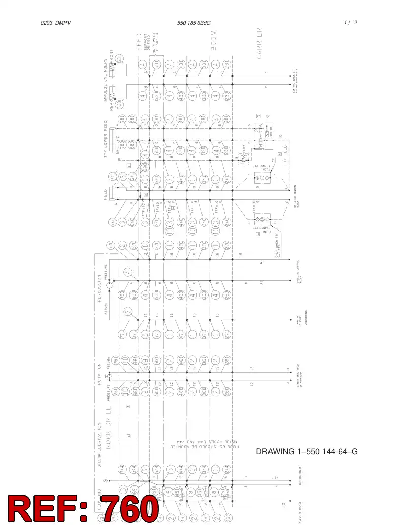 59191257 591 912 57 HYDRAULIC HOSE ASSEMBLY - Sandvik Technical Drawing