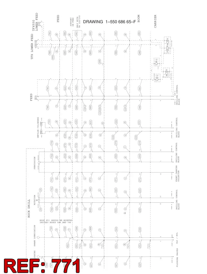 59192180 591 921 80 HYDRAULIC HOSE ASSEMBLY - Sandvik Technical Drawing