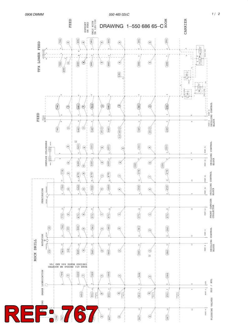 59192297 591 922 97 HYDRAULIC HOSE ASSEMBLY - Sandvik Technical Drawing