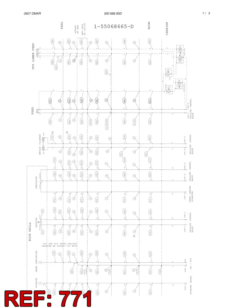 59192401 591 924 01 HYDRAULIC HOSE ASSEMBLY - Sandvik Technical Drawing