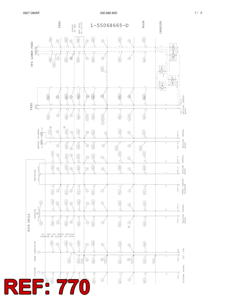 59192414 591 924 14 HYDRAULIC HOSE ASSEMBLY - Sandvik Technical Drawing