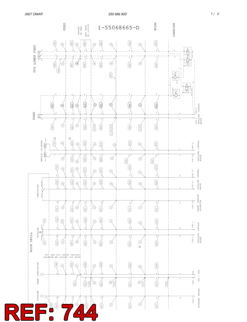 59192427 591 924 27 HYDRAULIC HOSE ASSEMBLY - Sandvik Technical Drawing