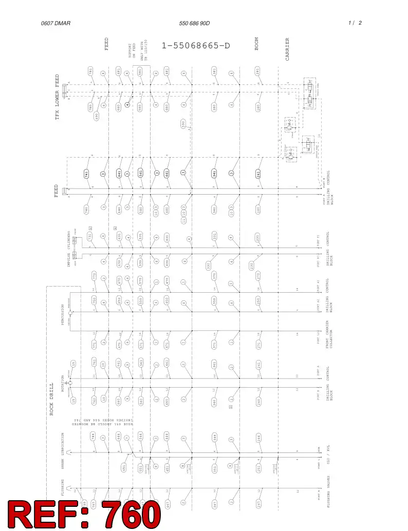 59192440 591 924 40 HYDRAULIC HOSE ASSEMBLY - Sandvik Technical Drawing