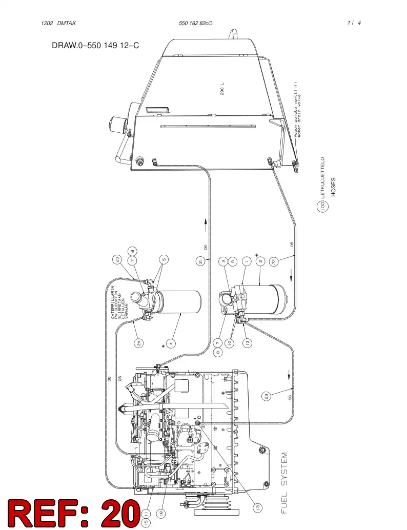 59192908 591 929 08 FUEL HOSE ASSEMBLY - Sandvik Technical Drawing