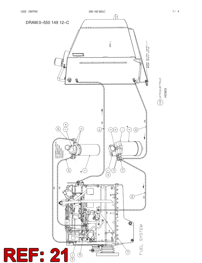 59192921 591 929 21 FUEL HOSE ASSEMBLY - Sandvik Technical Drawing