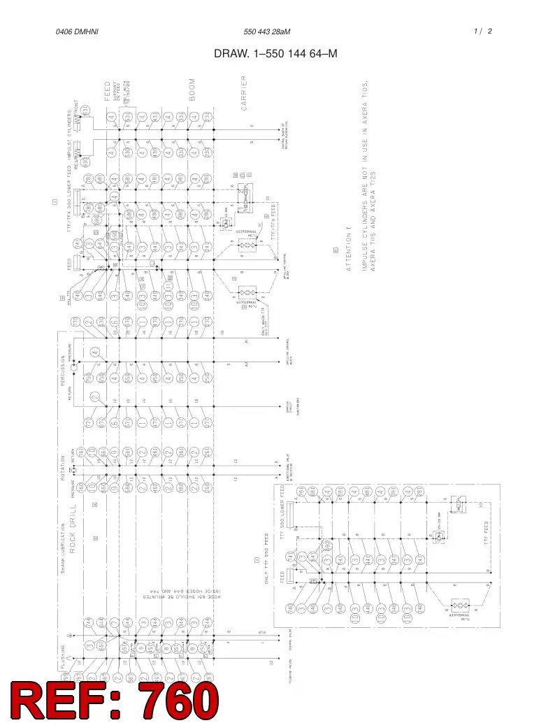 59193051 591 930 51 HYDRAULIC HOSE ASSEMBLY - Sandvik Technical Drawing
