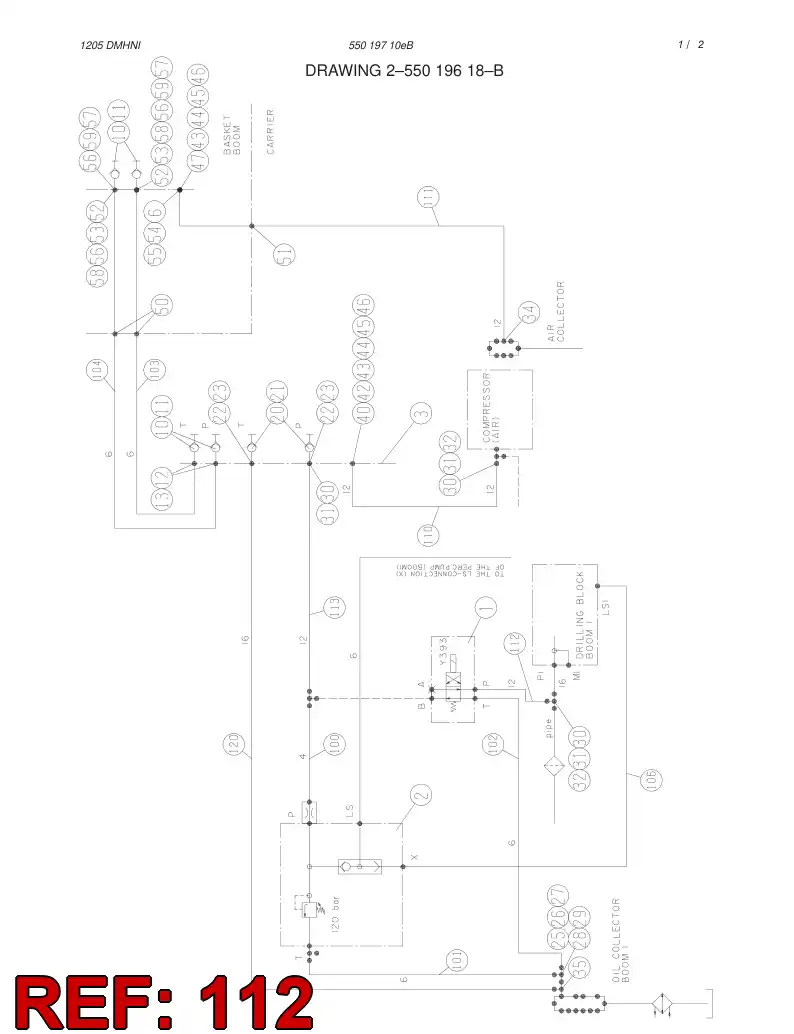 59194442 591 944 42 HYDRAULIC HOSE ASSEMBLY - Sandvik Technical Drawing