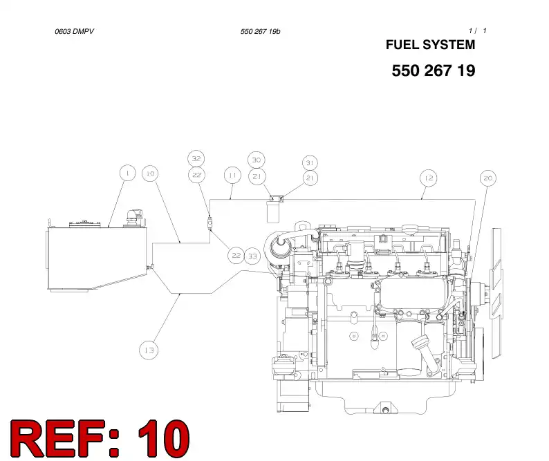 59195404 591 954 04 FUEL HOSE ASSEMBLY - Sandvik Technical Drawing