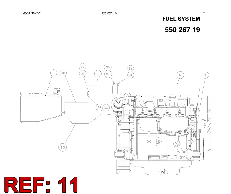 59195430 591 954 30 FUEL HOSE ASSEMBLY - Sandvik Technical Drawing