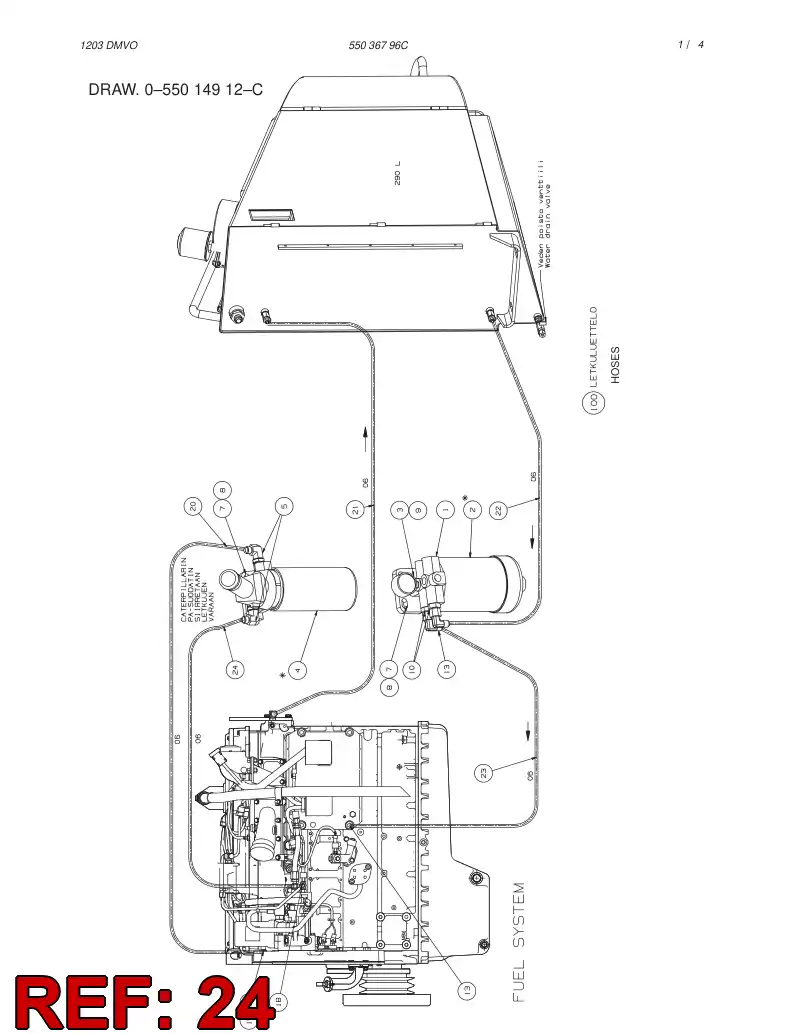 59196340 591 963 40 FUEL HOSE ASSEMBLY - Sandvik Technical Drawing