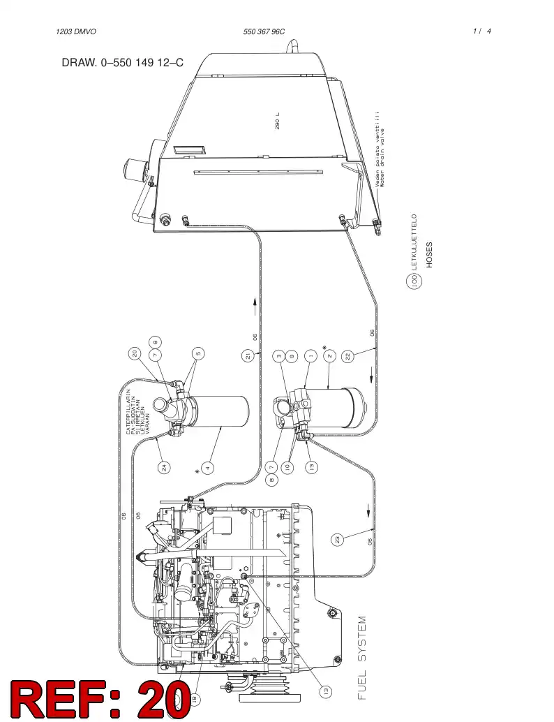 59196392 591 963 92 FUEL HOSE ASSEMBLY - Sandvik Technical Drawing