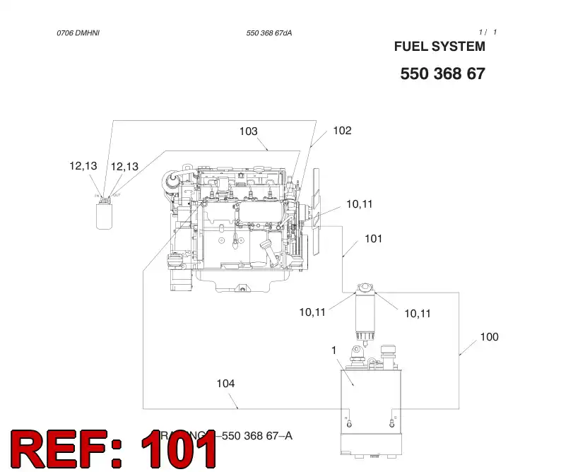 59196509 591 965 09 FUEL HOSE ASSEMBLY - Sandvik Technical Drawing