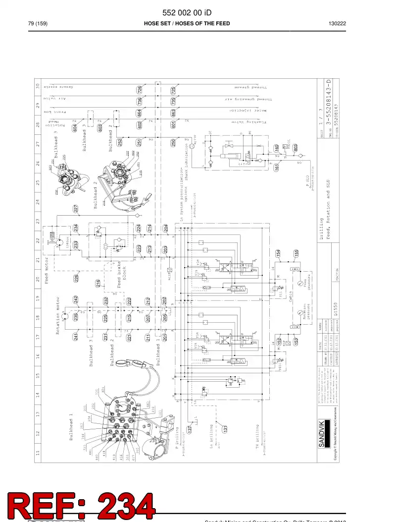 59198667a 591 986 67a Hydraulic hose assembly - Sandvik Technical Drawing