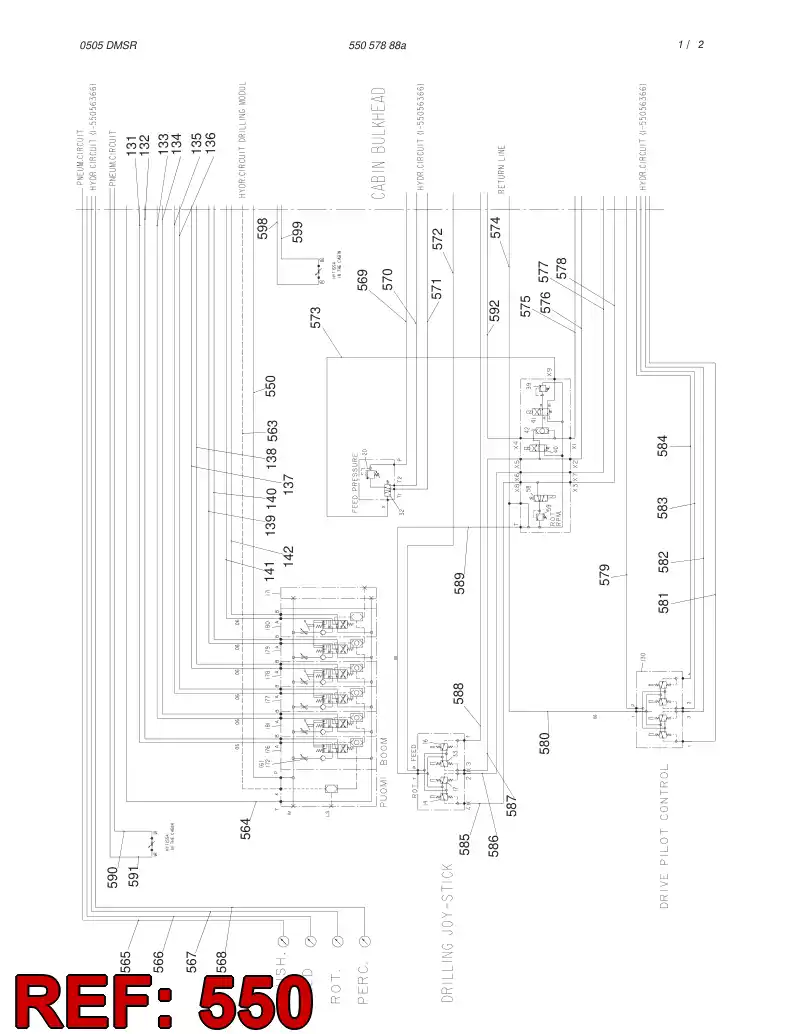 59199846 591 998 46 HYDRAULIC HOSE ASSEMBLY - Sandvik Technical Drawing