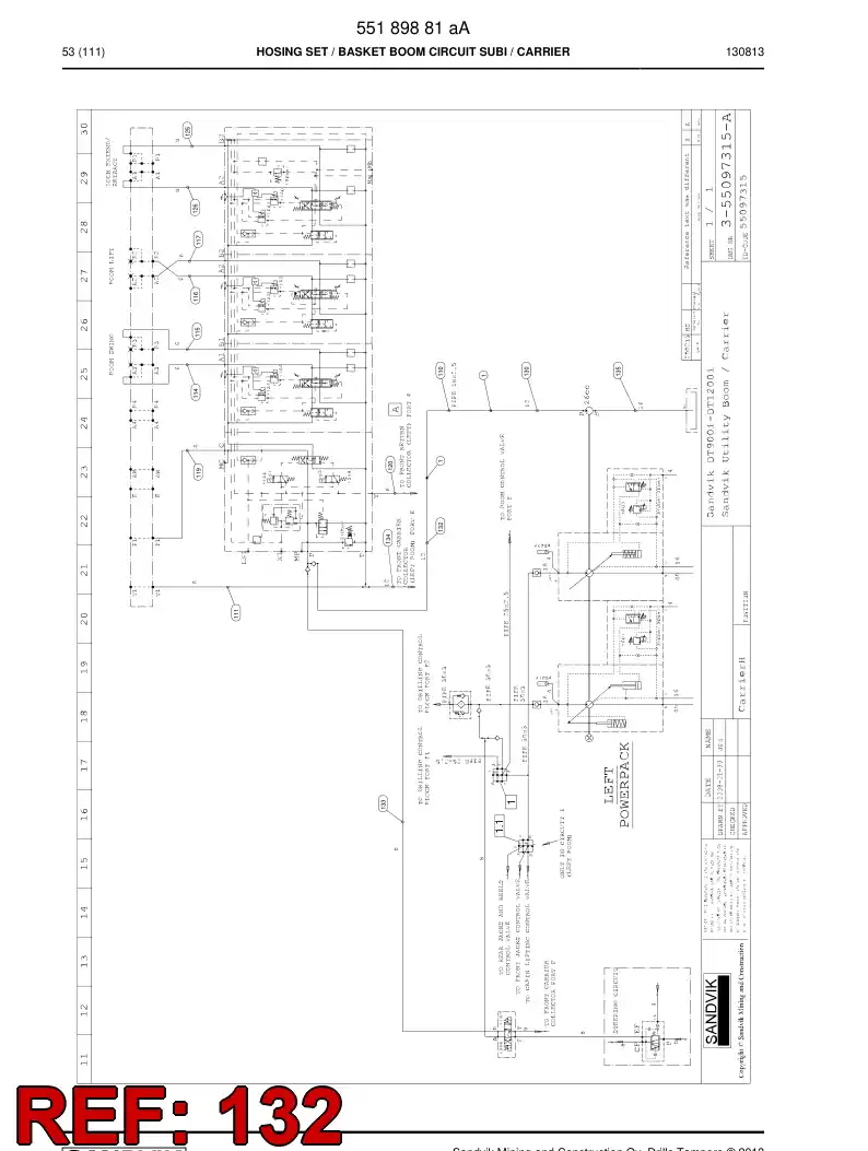 59199965c 591 999 65c Hydraulic hose assembly - Sandvik Technical Drawing