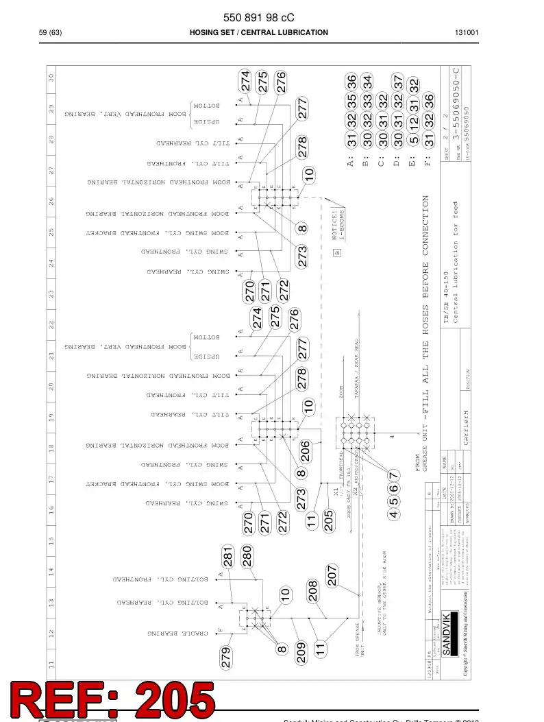 59200387 592 003 87 Hose Assembly - Sandvik Technical Drawing