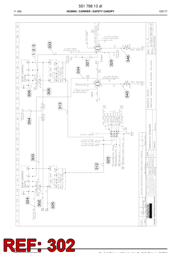 59200405 592 004 05 Hose Assembly, Hydraulic - Sandvik Technical Drawing