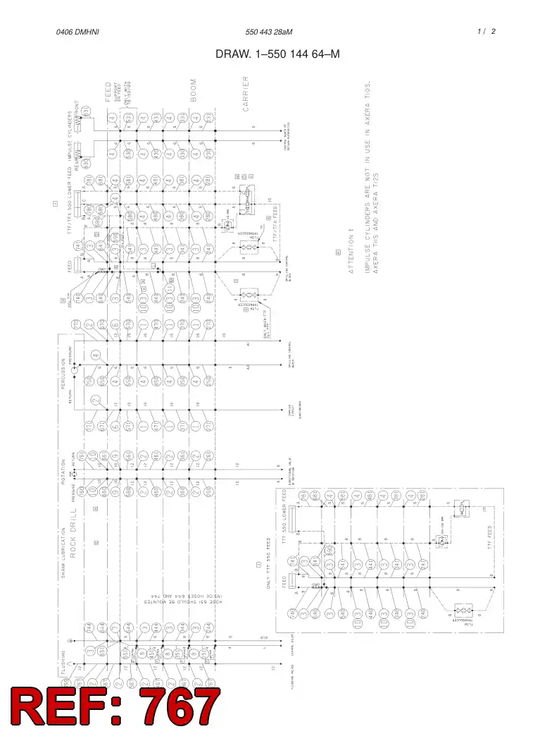 59200438 592 004 38 HYDRAULIC HOSE ASSEMBLY - Sandvik Technical Drawing