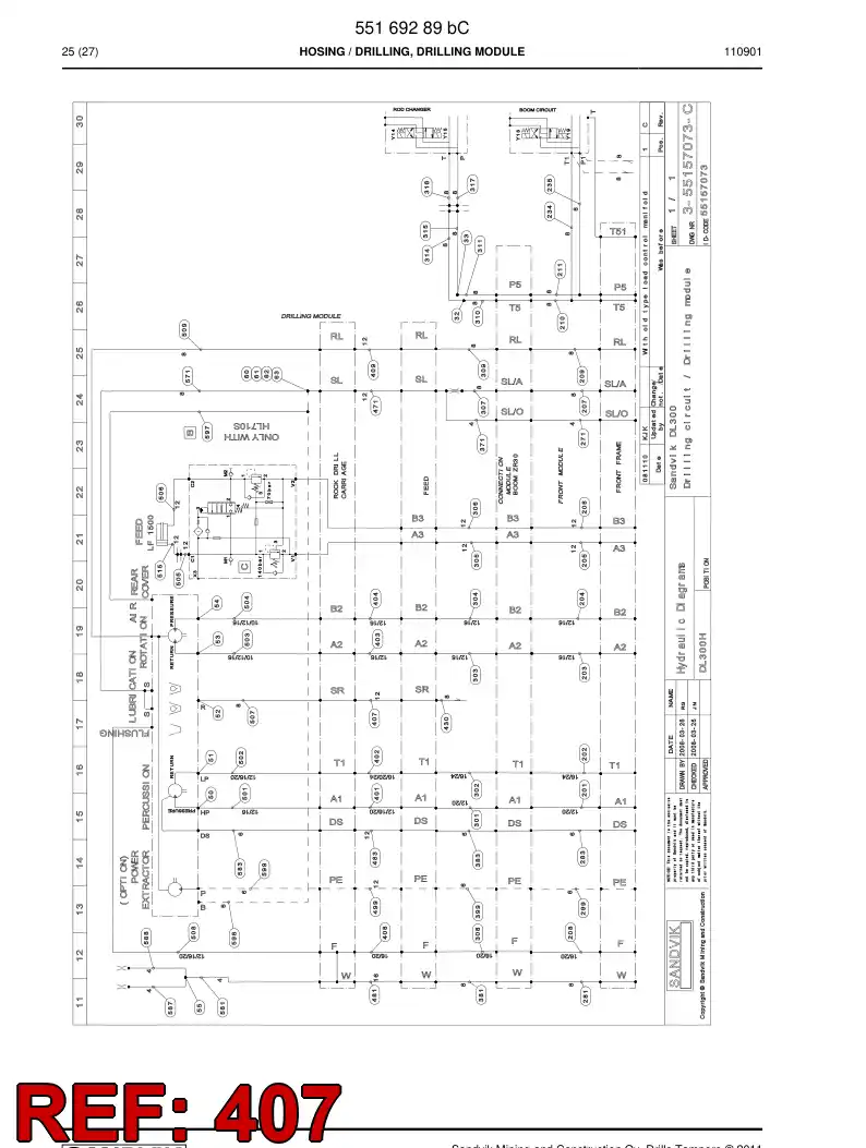 59200493a 592 004 93a Hydraulic hose assembly - Sandvik Technical Drawing
