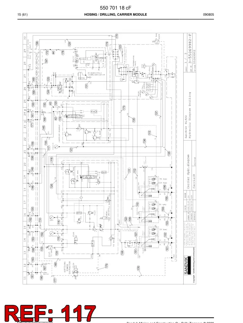 59200505a 592 005 05a Hydraulic hose assembly - Sandvik Technical Drawing