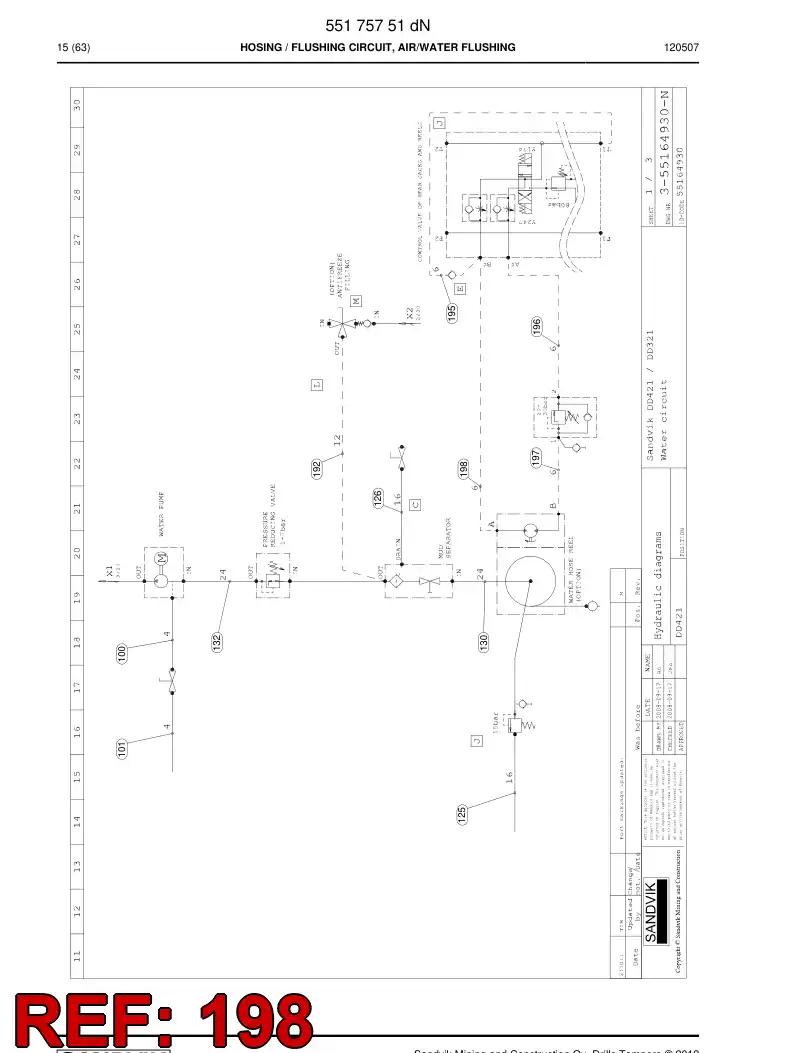 59200525 592 005 25 Hose Assembly, Hydraulic - Sandvik Technical Drawing