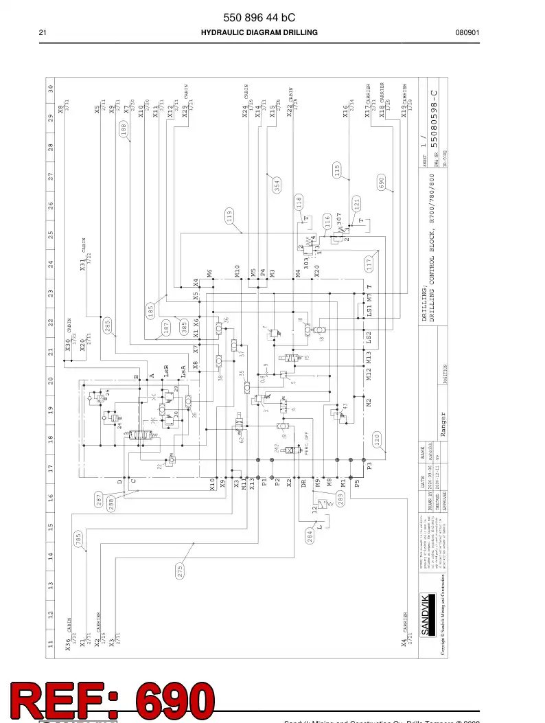 59200527 592 005 27 Hose Assembly, Hydraulic - Sandvik Technical Drawing