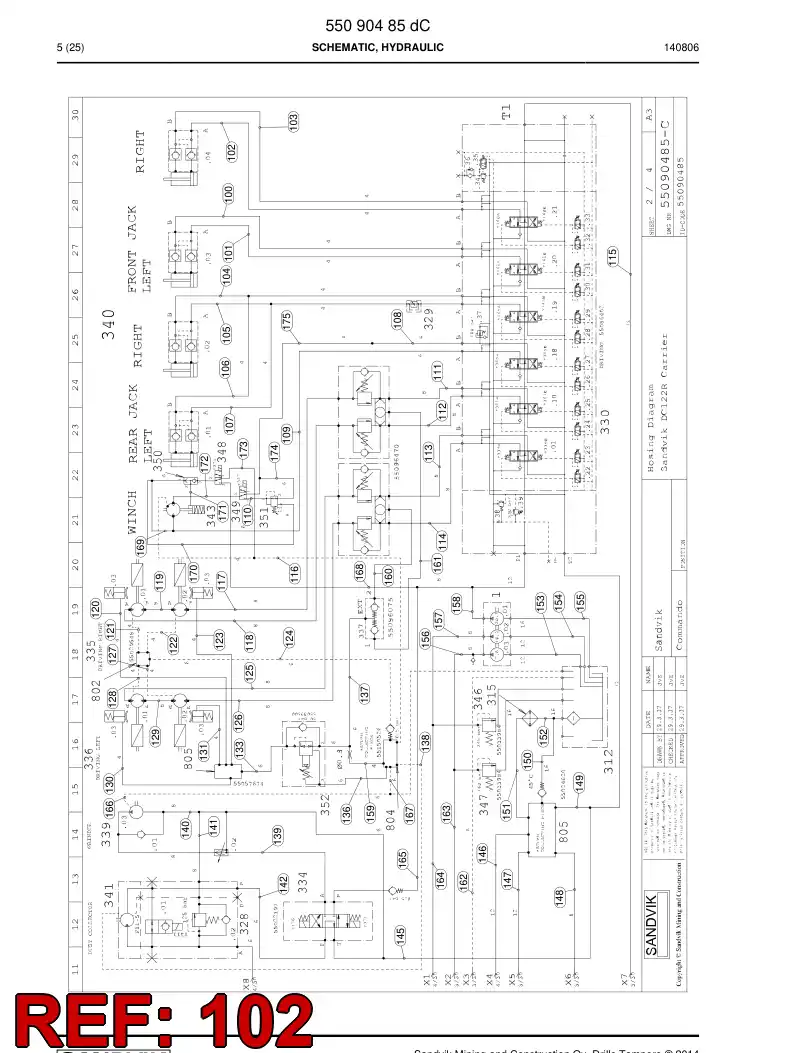 59200539 592 005 39 Hose Assembly, Hydraulic - Sandvik Technical Drawing
