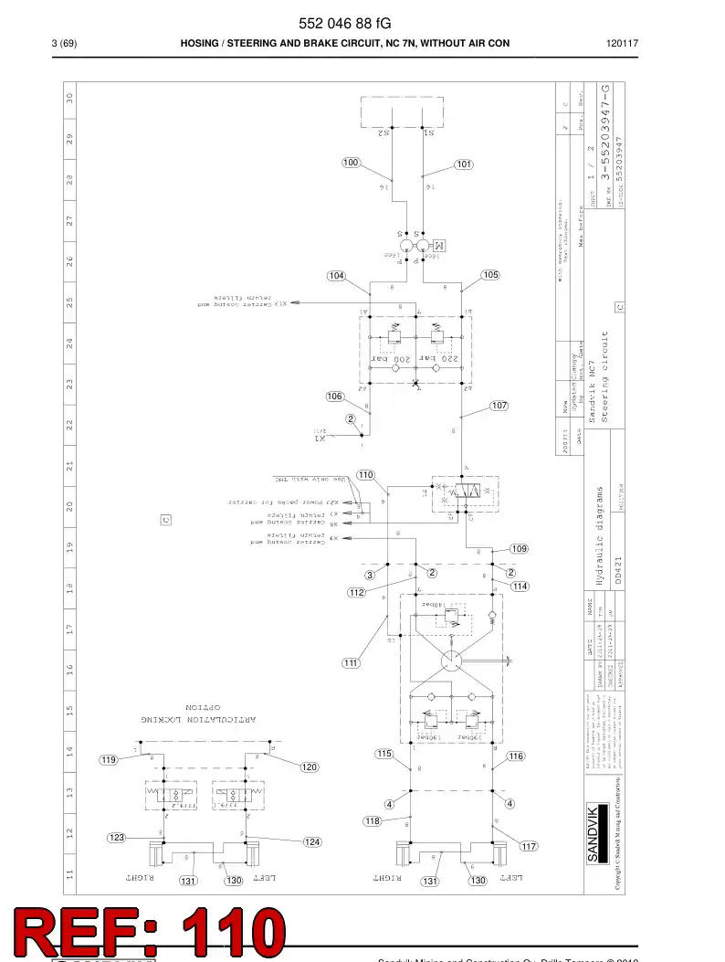 59200559 592 005 59 Hose Assembly, Hydraulic - Sandvik Technical Drawing