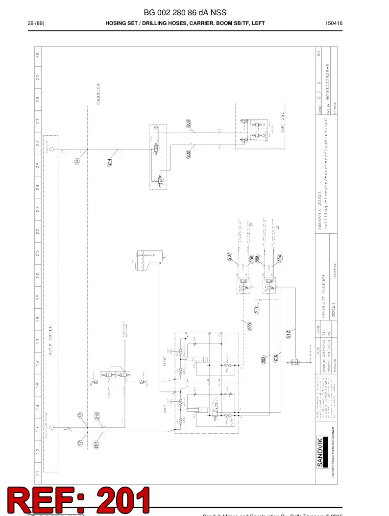 59200565 592 005 65 Hose Assembly, Hydraulic - Sandvik Technical Drawing