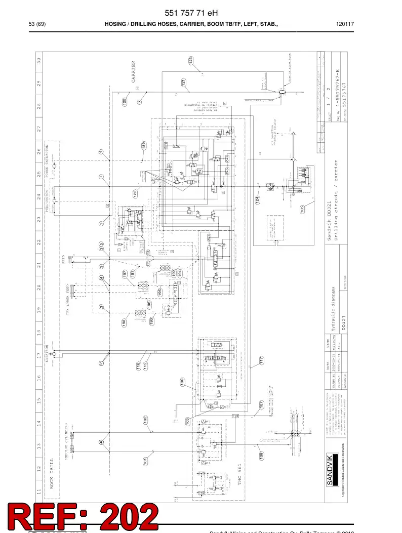 59200569 592 005 69 Hose Assembly, Hydraulic - Sandvik Technical Drawing
