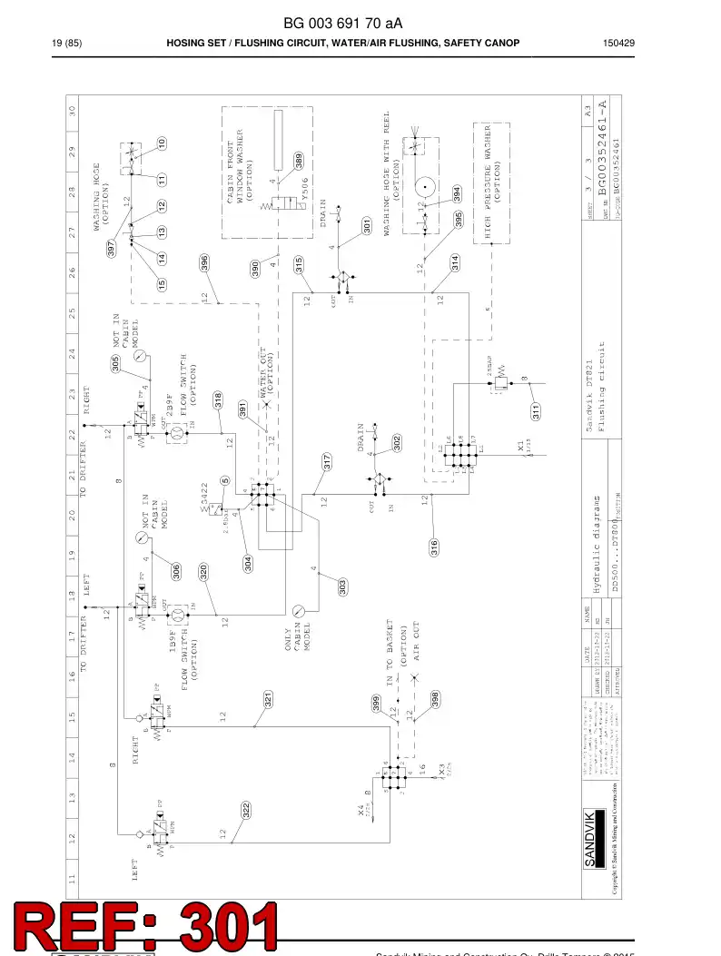 59200571b 592 005 71b Hose Assembly, Hydraulic - Sandvik Technical Drawing