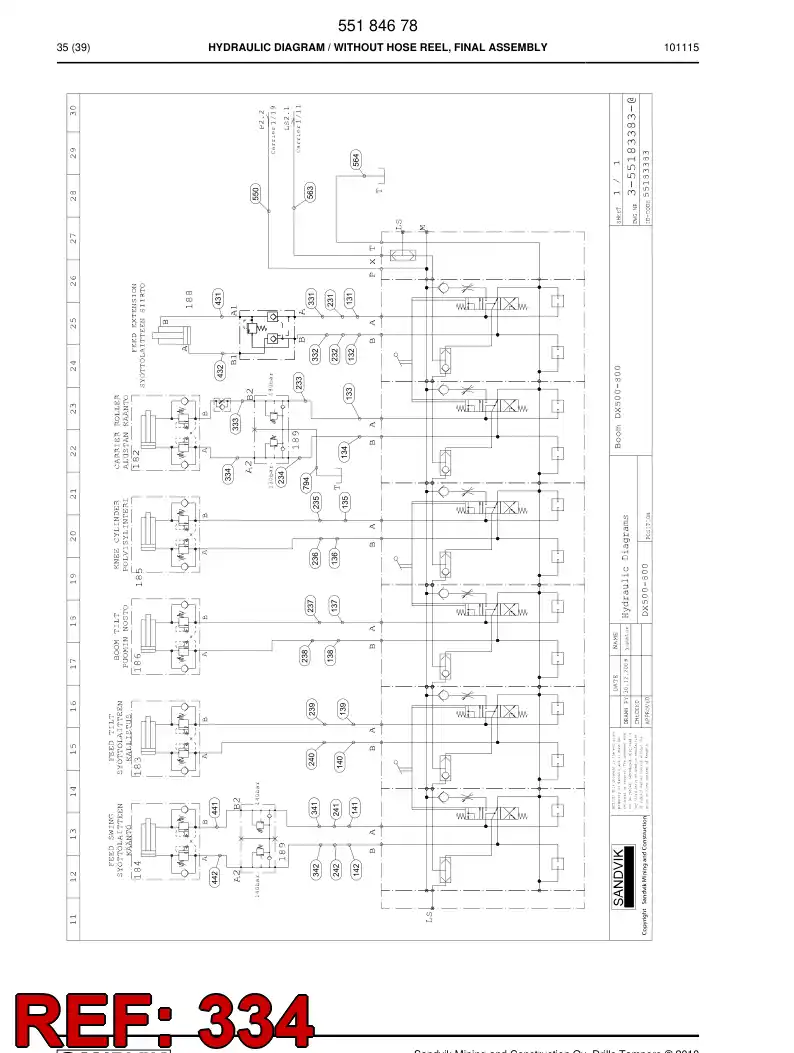 59200643 592 006 43 Hose Assembly, Hydraulic - Sandvik Technical Drawing