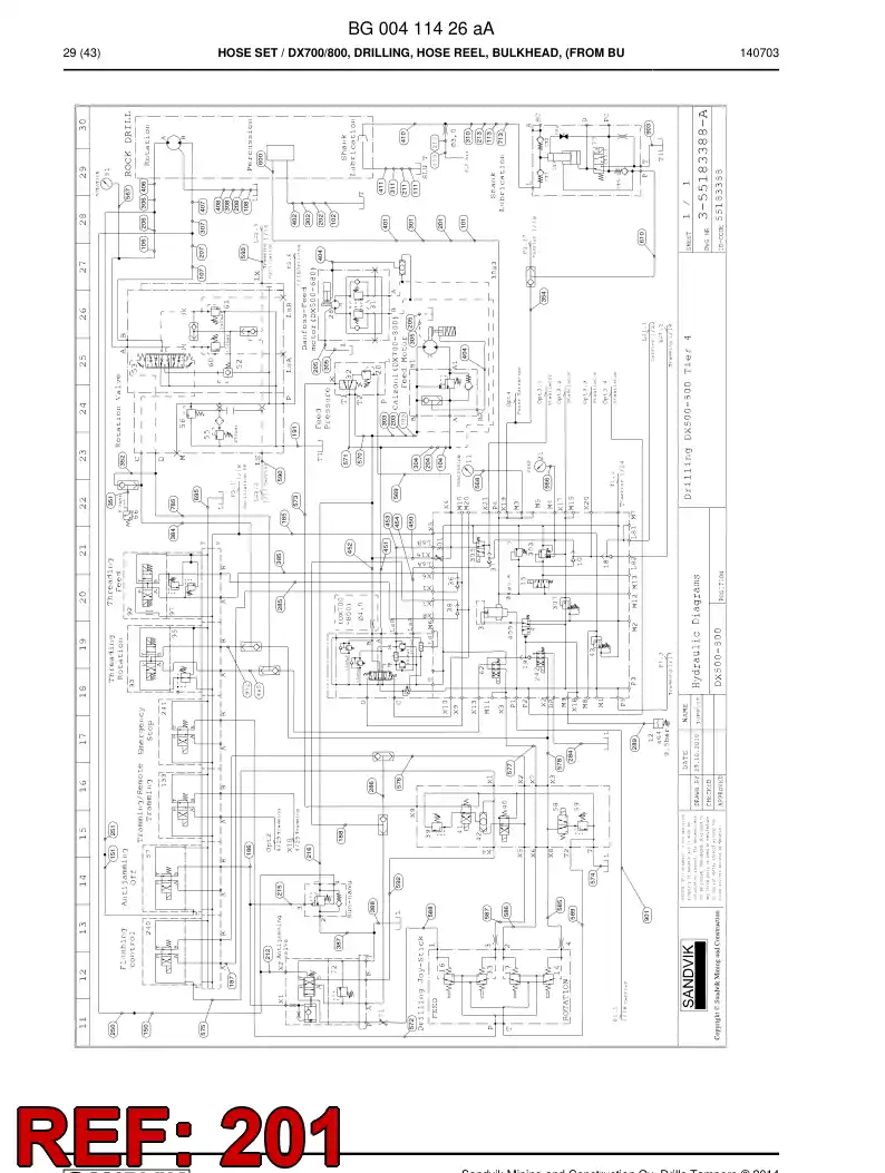 59200693 592 006 93 Hose Assembly, Hydraulic - Sandvik Technical Drawing
