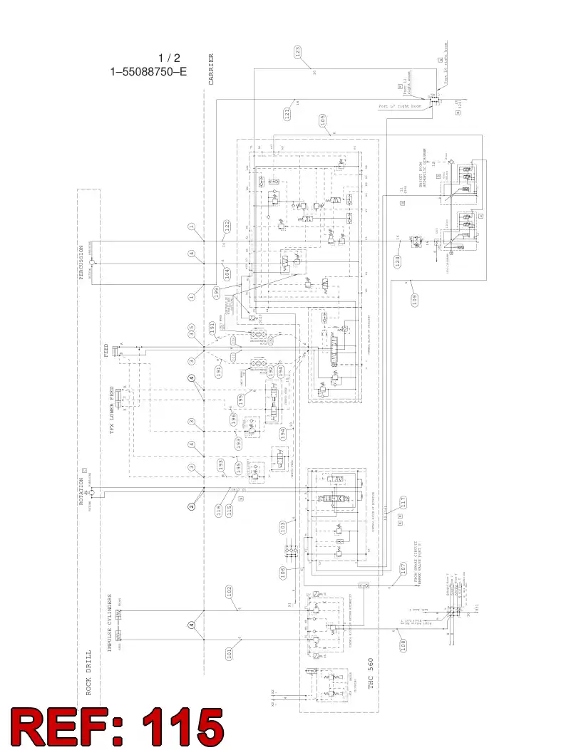 59200736 592 007 36 HYDRAULIC HOSE ASSEMBLY - Sandvik Technical Drawing