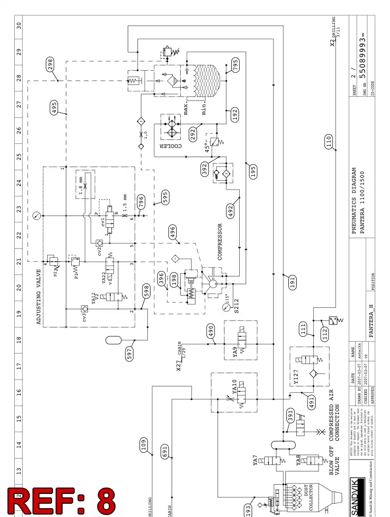 59200770 592 007 70 HYDRAULIC HOSE ASSEMBLY - Sandvik Technical Drawing